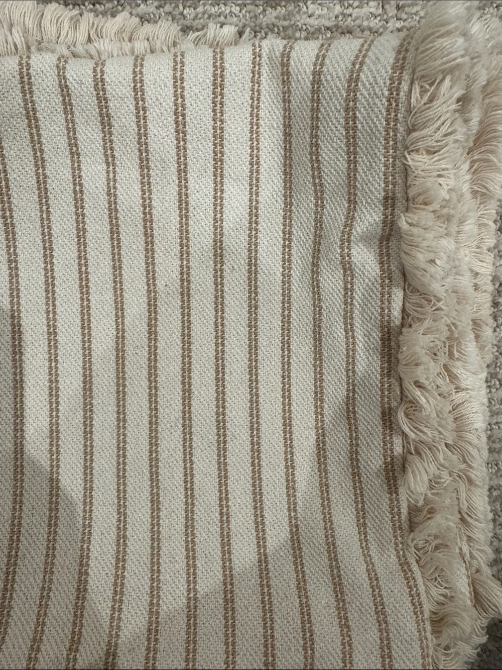 Tan and Cream Double Striped 8.5x9” Throw Pillow 2 Cases